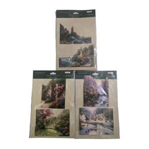 HTF/OOP Lot 3 Colorbok Thomas Kinkade 3-D Stickers Lighthouses Winter Deer Gates